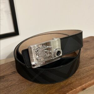 Burberry Black Belt with Silver Buckle
